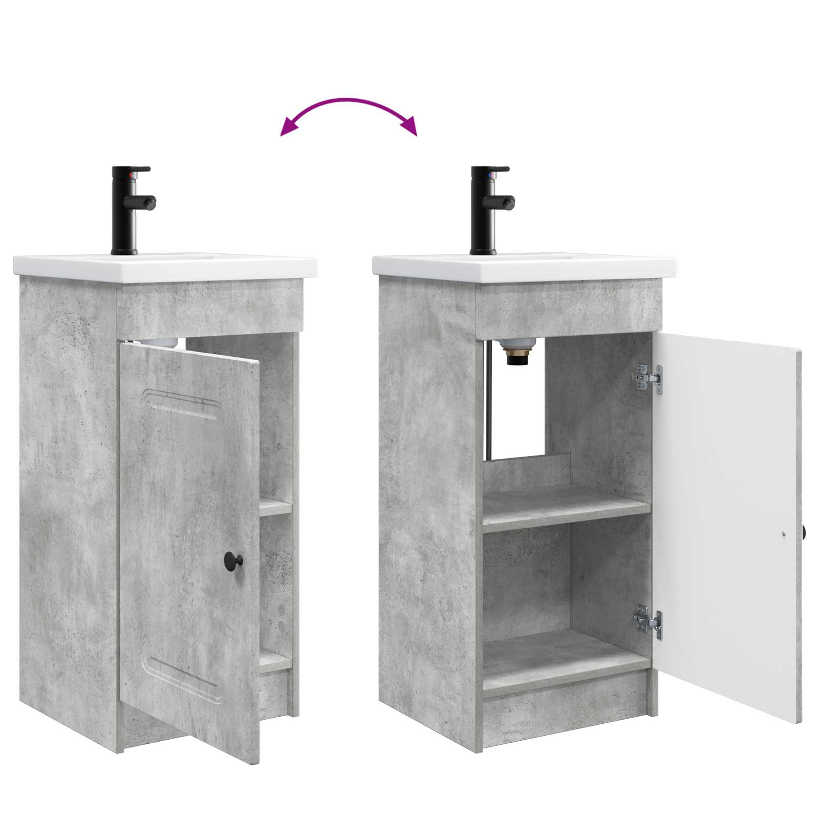 Badezimmerschrank mit Waschbecken Betongrau 42 x 40 x 84,5 cm