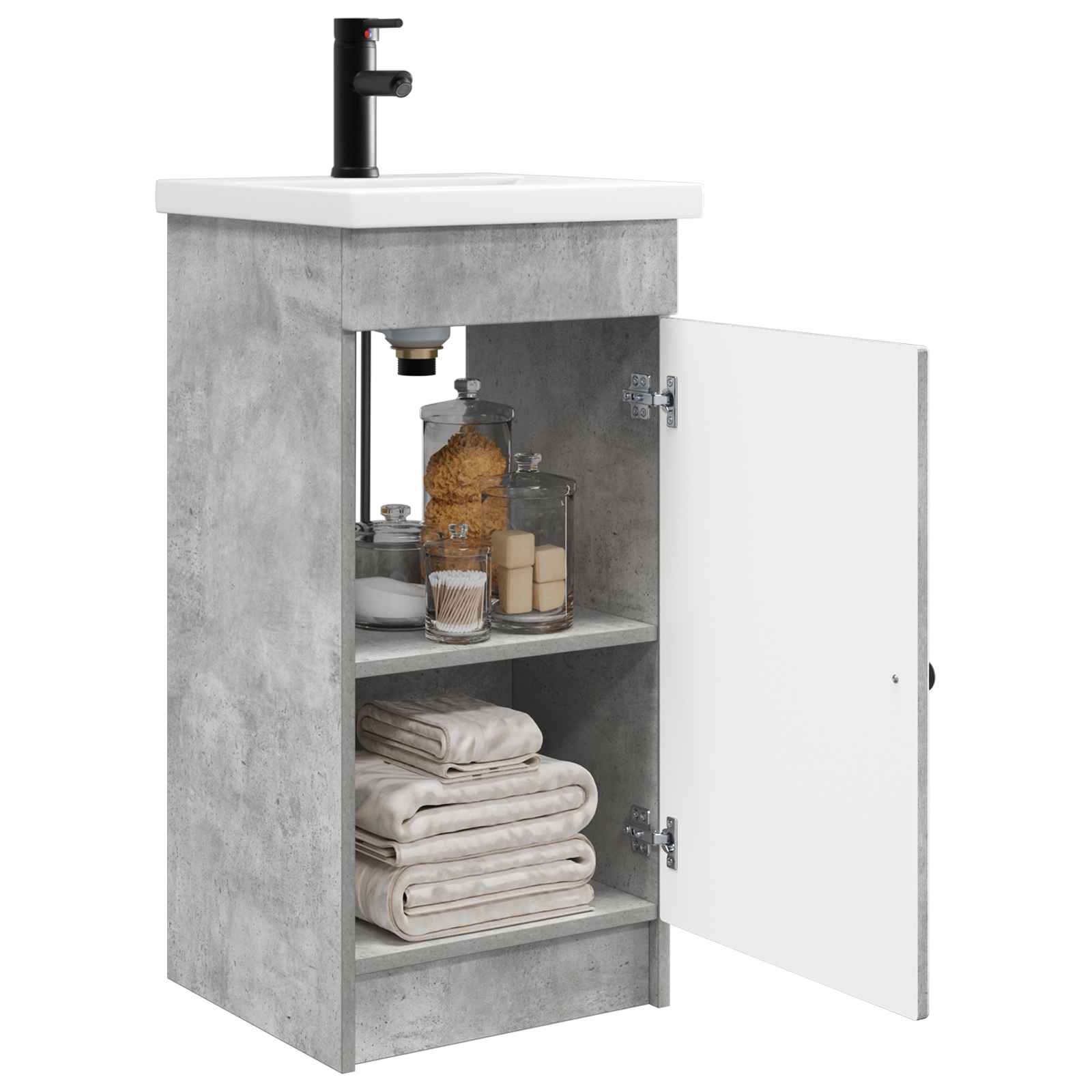 Badezimmerschrank mit Waschbecken Betongrau 42 x 40 x 84,5 cm