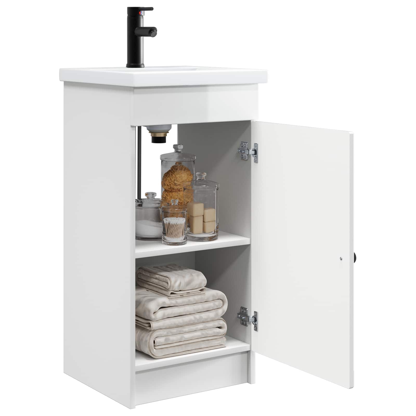 Badezimmerschrank mit Waschbecken Hochglanz Weiß
