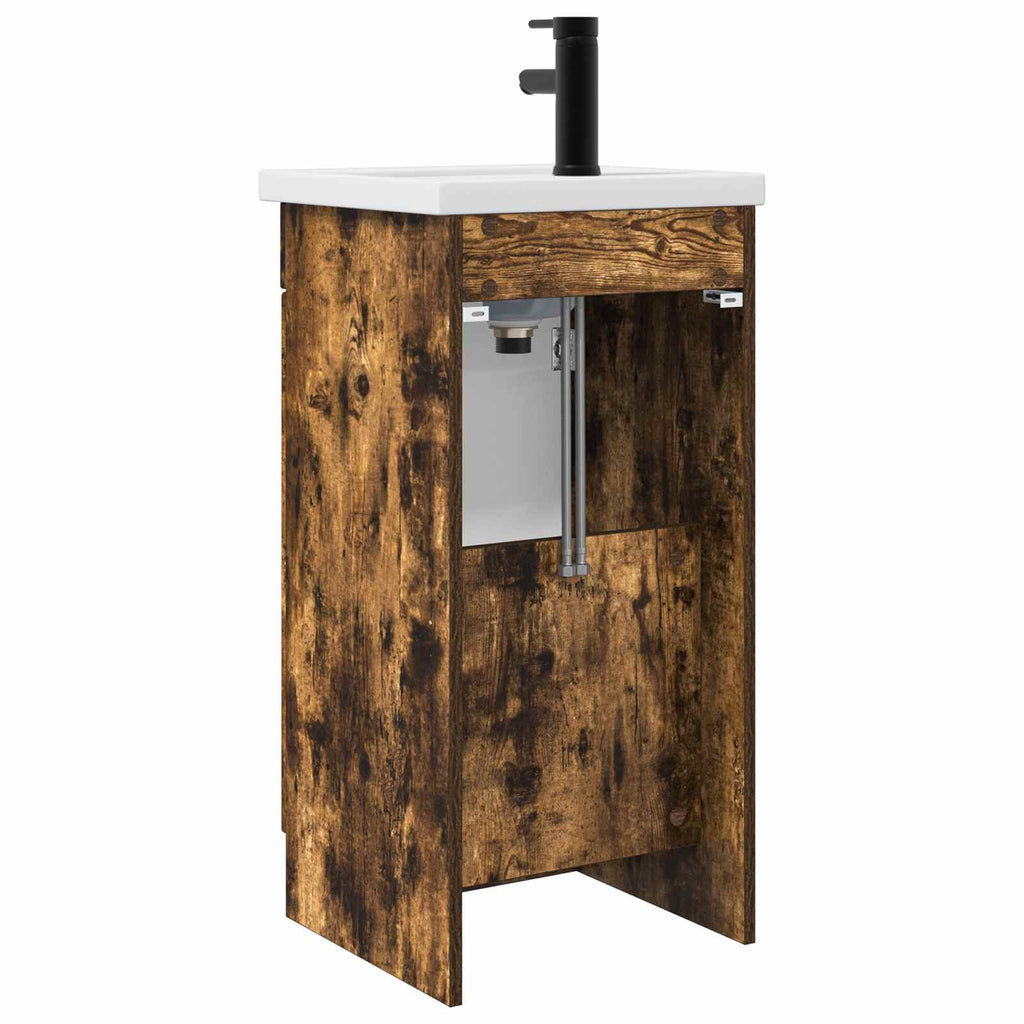 Badezimmerschrank mit Waschbecken Geräucherte Eiche
