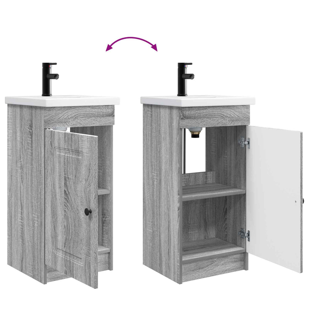 Badezimmerschrank mit Waschbecken Grau Sonoma 42 x 40 x 84,5 cm