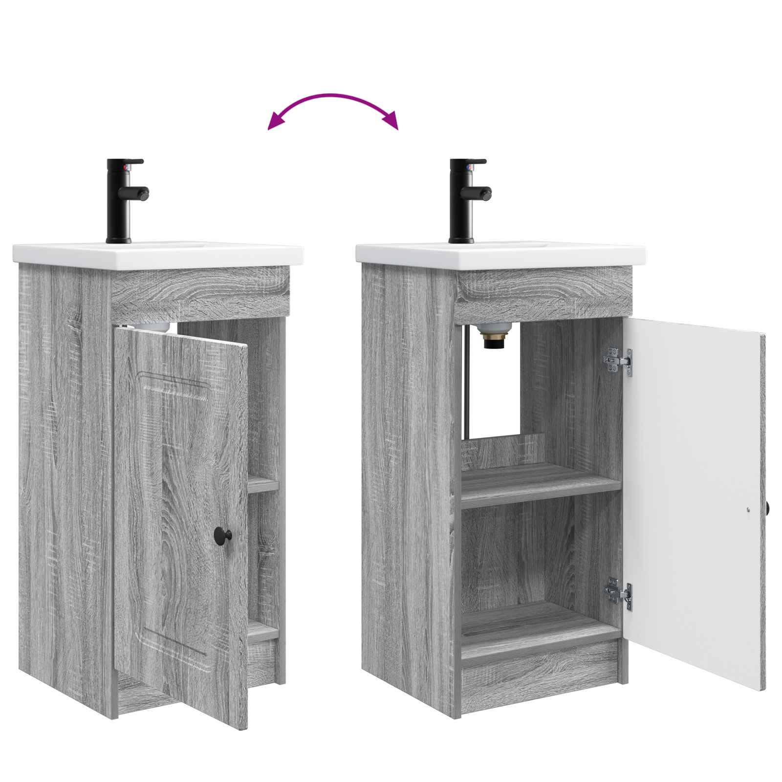 Badezimmerschrank mit Waschbecken Grau Sonoma 42 x 40 x 84,5 cm