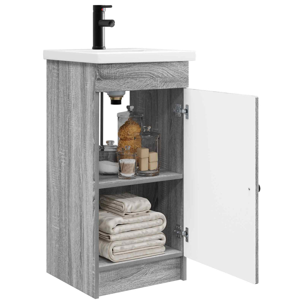 Badezimmerschrank mit Waschbecken Grau Sonoma 42 x 40 x 84,5 cm