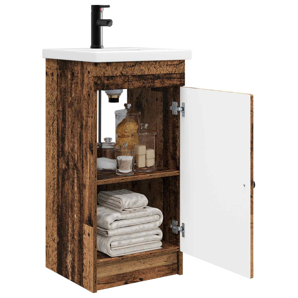 Badezimmerschrank mit Waschbecken Altholz 42 x 40 x 84,5 cm