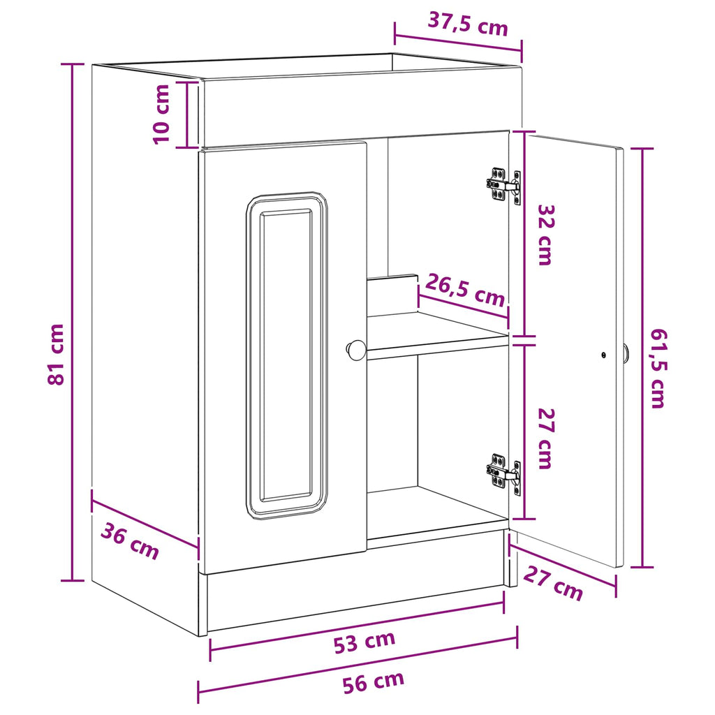 Unter dem Waschbecken Badschrank Geräucherte Eiche