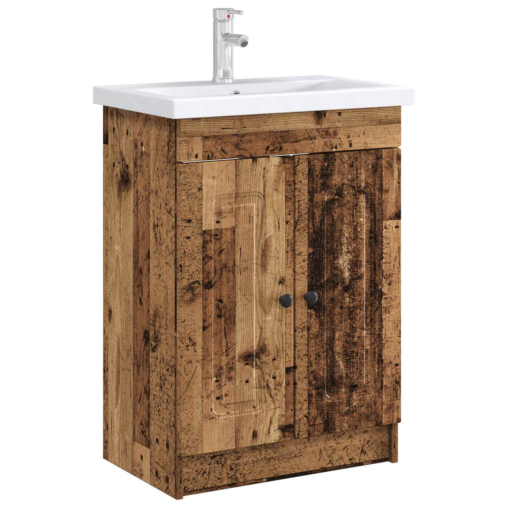 Unter dem Waschbecken Badschrank Altholz 56 x 37,5 x 81 cm