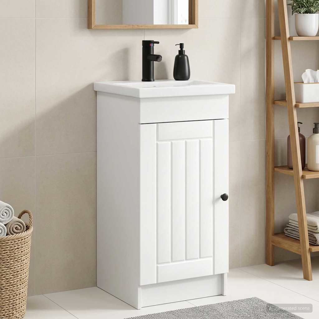 Badezimmerschrank mit Waschbecken Weiß 42 x 40 x 84,5 cm