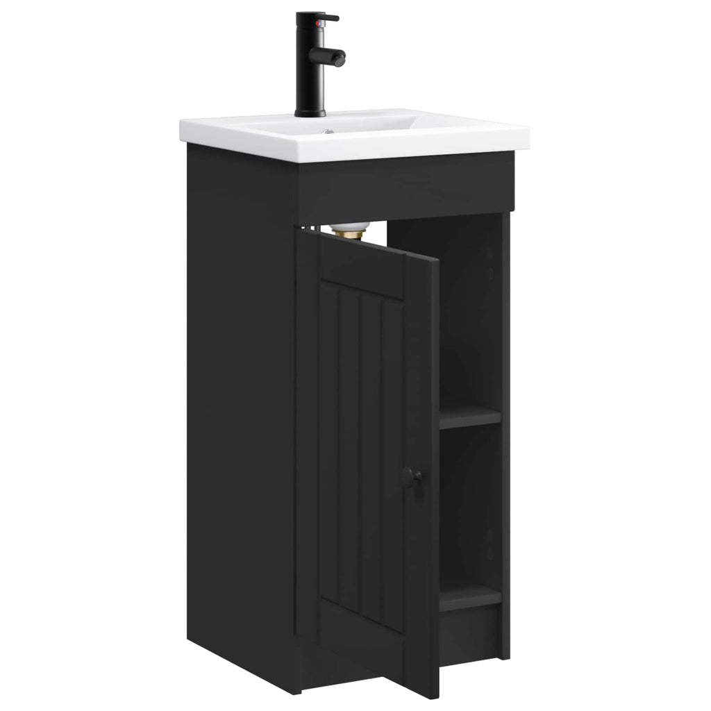 Badezimmerschrank mit Waschbecken Schwarz 42 x 40 x 84,5 cm