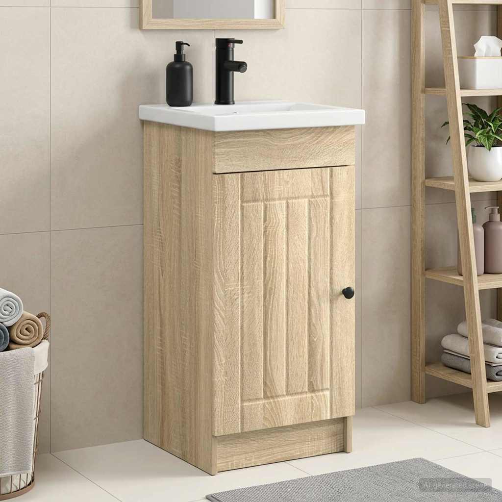 Badezimmerschrank mit Waschbecken Sonoma-Eiche