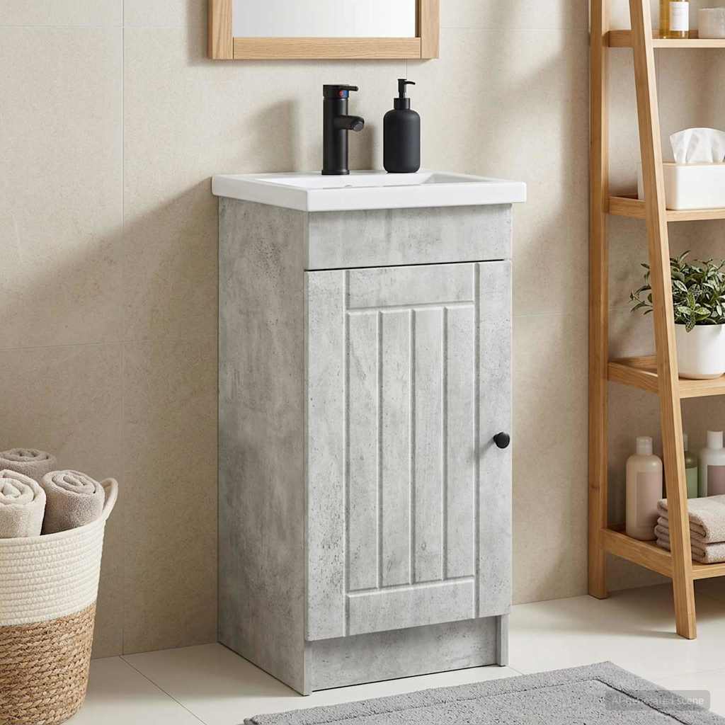 Badezimmerschrank mit Waschbecken Betongrau 42 x 40 x 84,5 cm