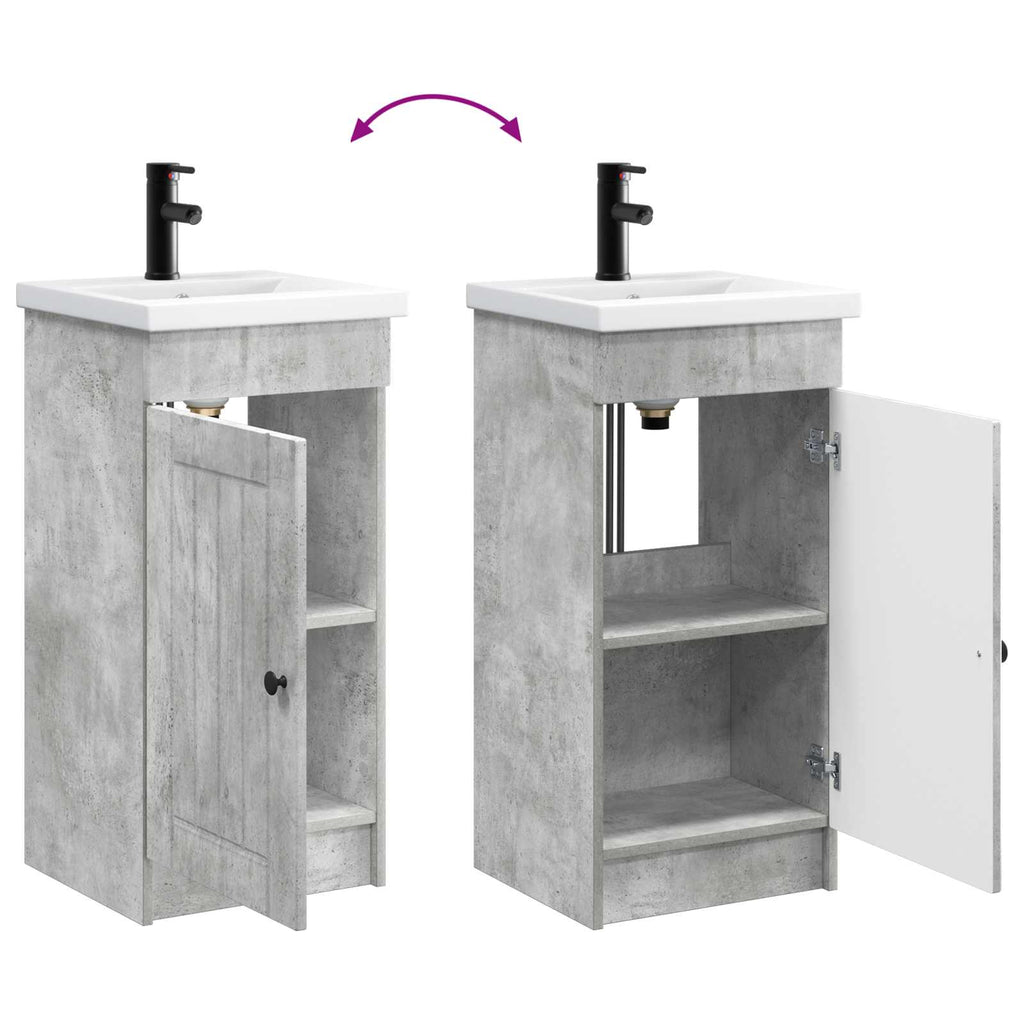 Badezimmerschrank mit Waschbecken Betongrau 42 x 40 x 84,5 cm