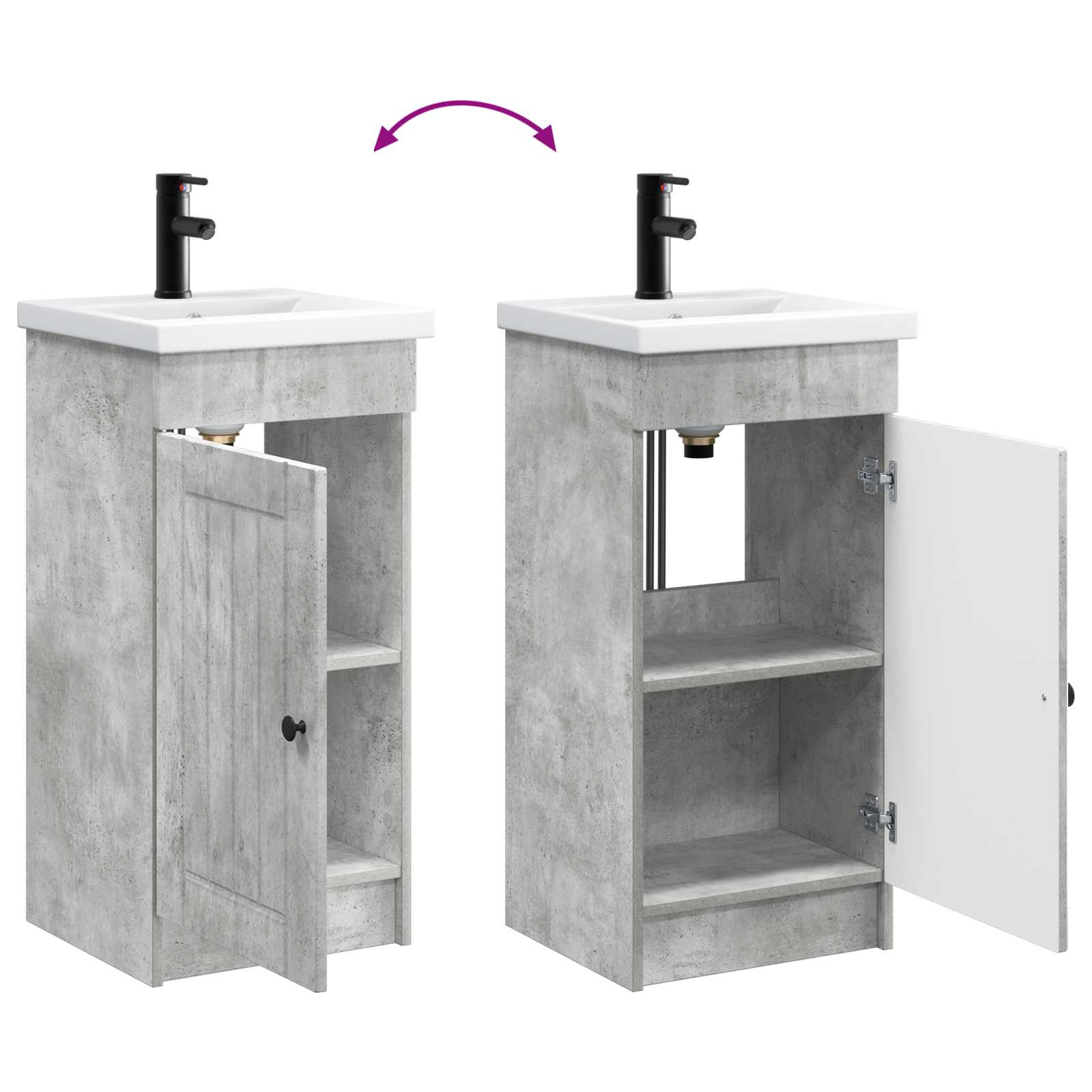 Badezimmerschrank mit Waschbecken Betongrau 42 x 40 x 84,5 cm