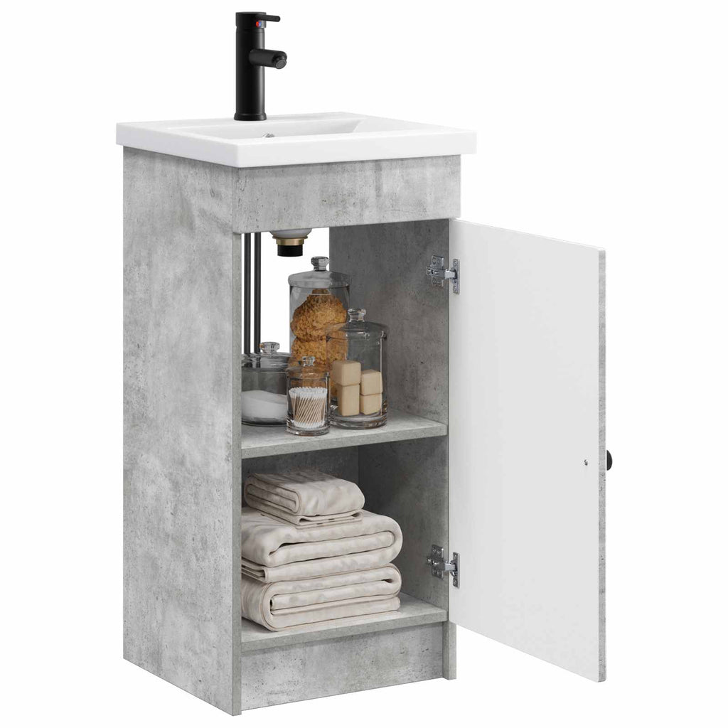 Badezimmerschrank mit Waschbecken Betongrau 42 x 40 x 84,5 cm