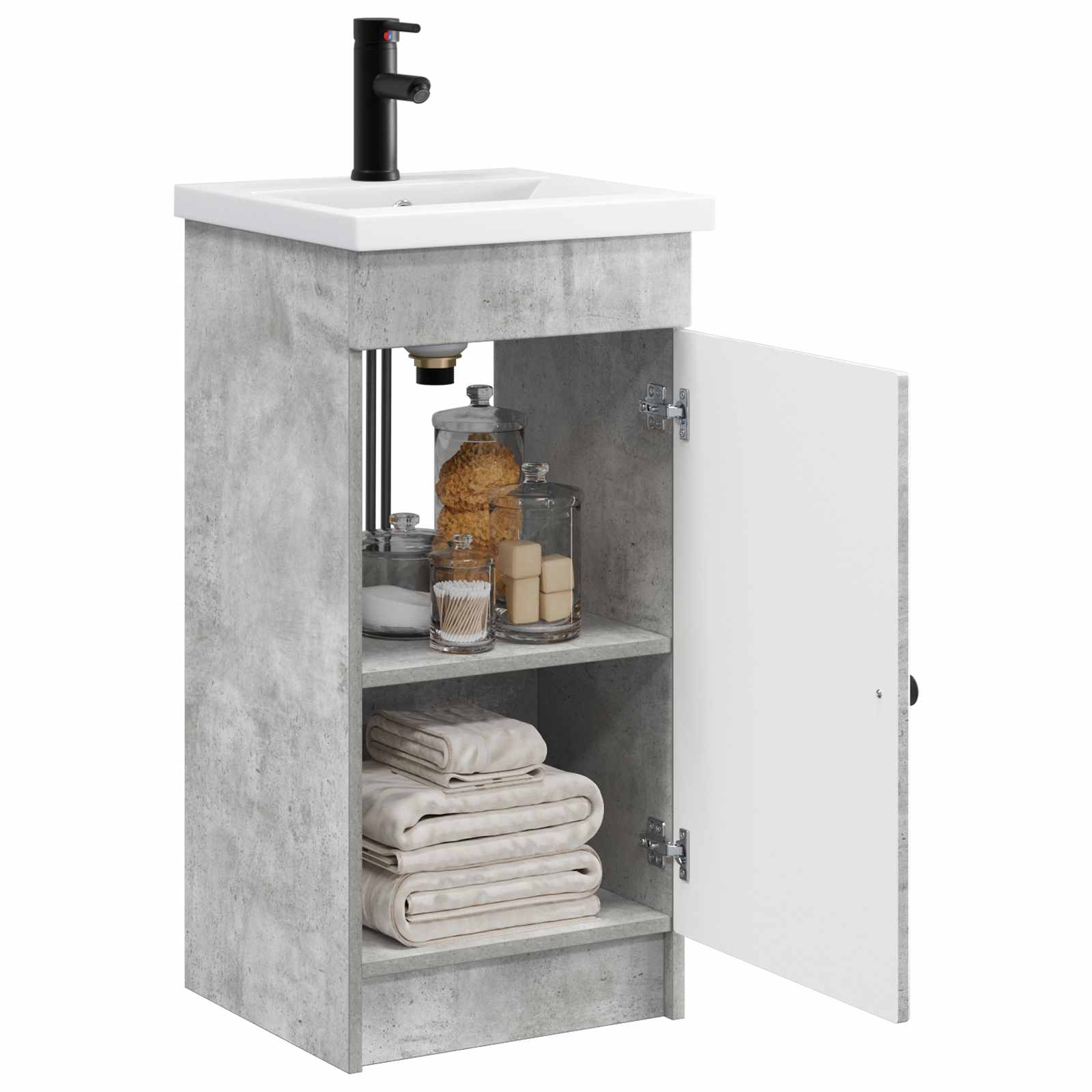 Badezimmerschrank mit Waschbecken Betongrau 42 x 40 x 84,5 cm