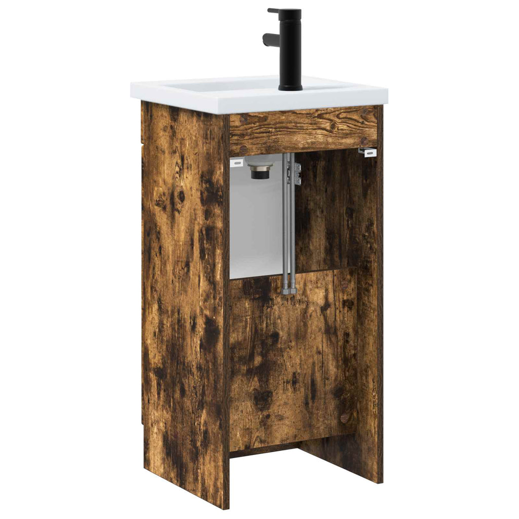 Badezimmerschrank mit Waschbecken Geräucherte Eiche