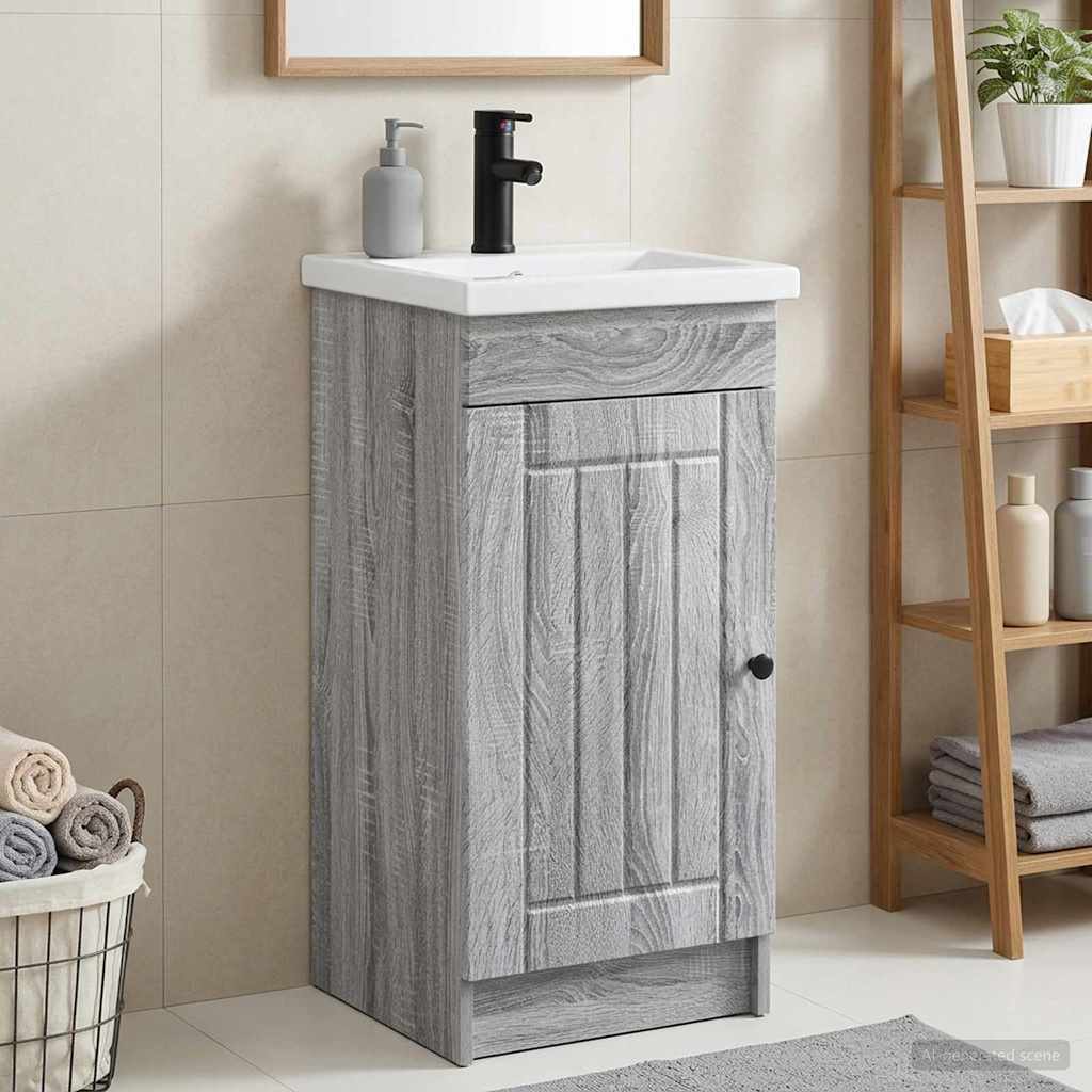 Badezimmerschrank mit Waschbecken Grau Sonoma 42 x 40 x 84,5 cm