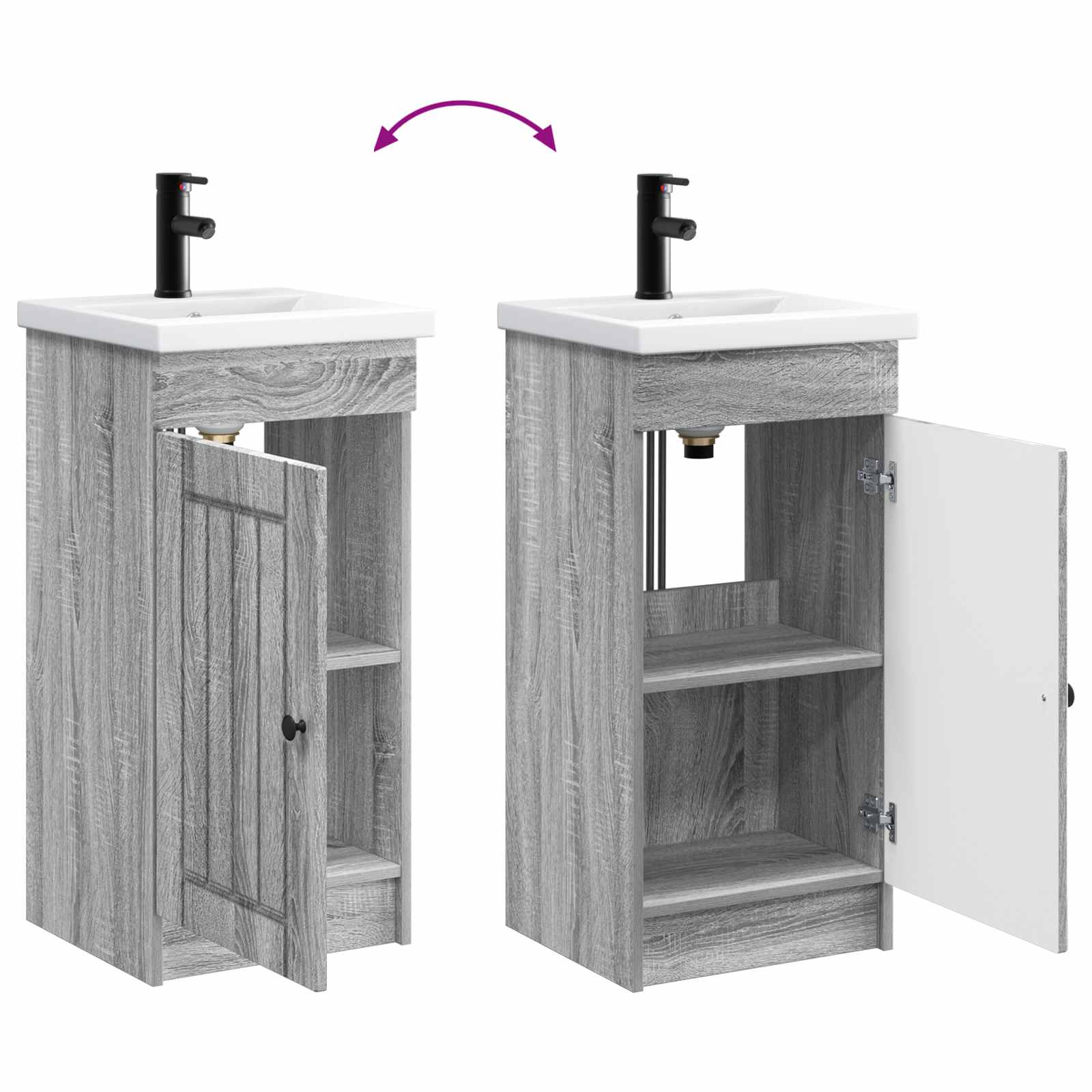 Badezimmerschrank mit Waschbecken Grau Sonoma 42 x 40 x 84,5 cm