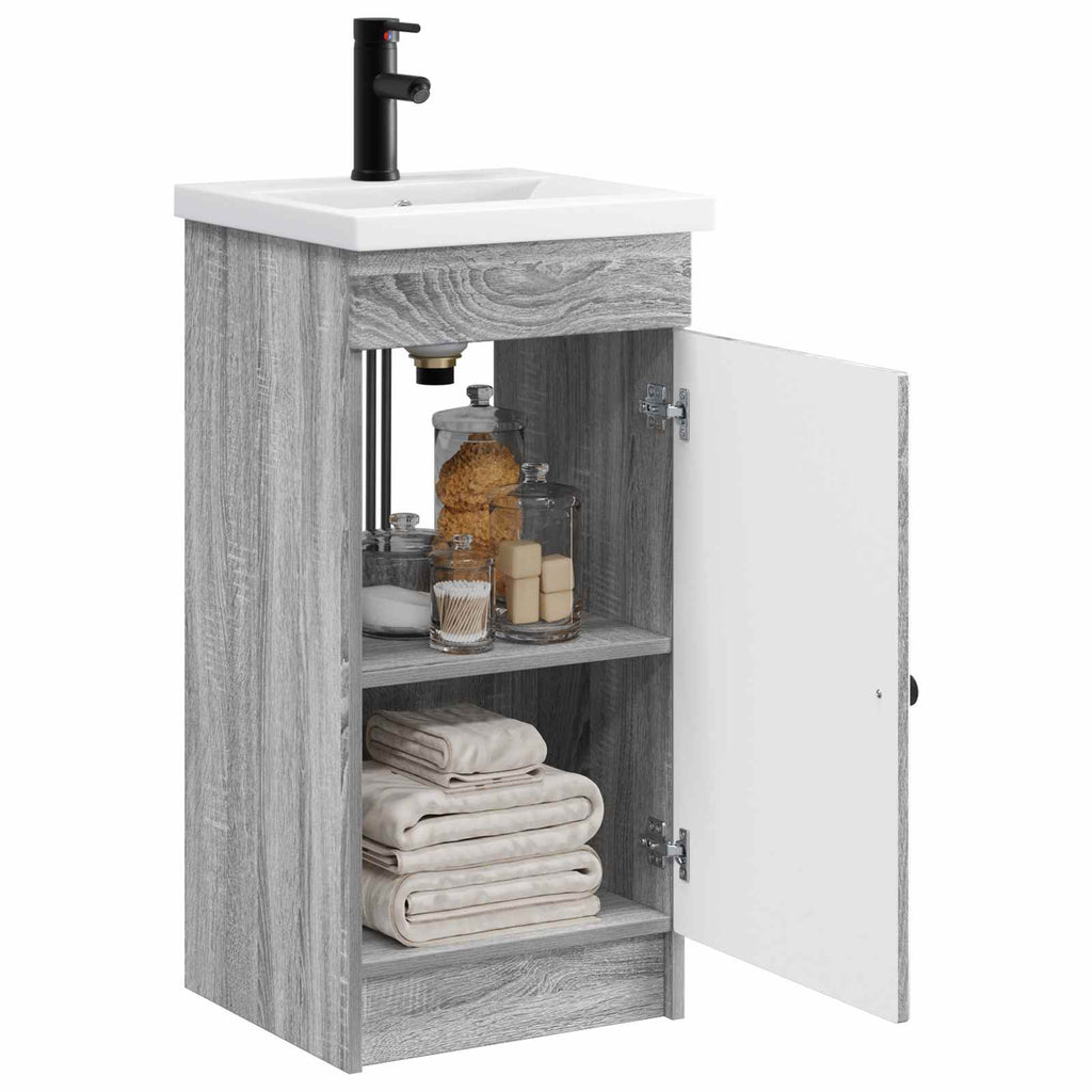 Badezimmerschrank mit Waschbecken Grau Sonoma 42 x 40 x 84,5 cm