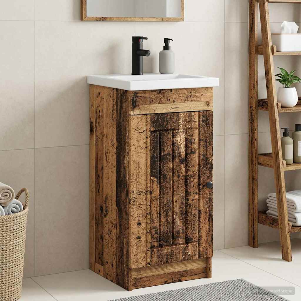 Badezimmerschrank mit Waschbecken Altholz 42 x 40 x 84,5 cm