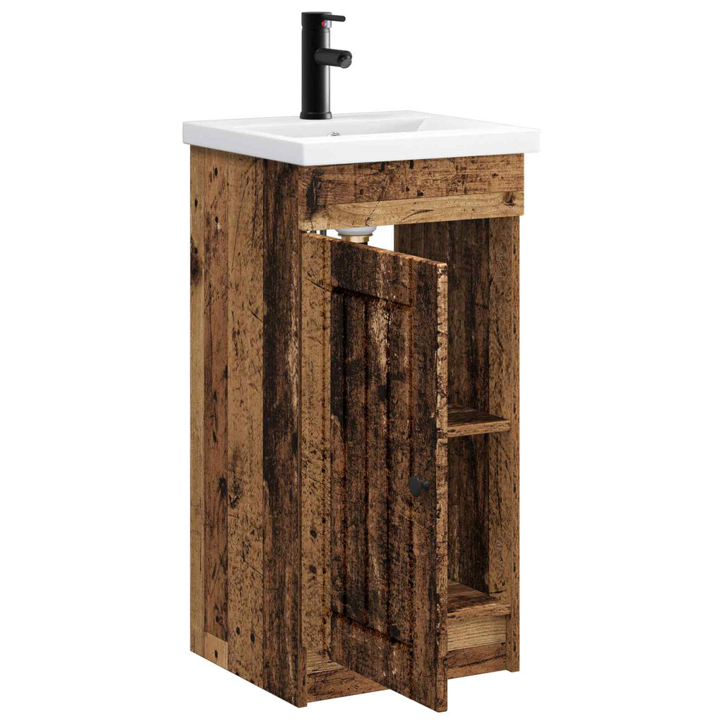 Badezimmerschrank mit Waschbecken Altholz 42 x 40 x 84,5 cm
