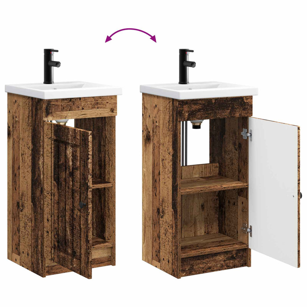 Badezimmerschrank mit Waschbecken Altholz 42 x 40 x 84,5 cm
