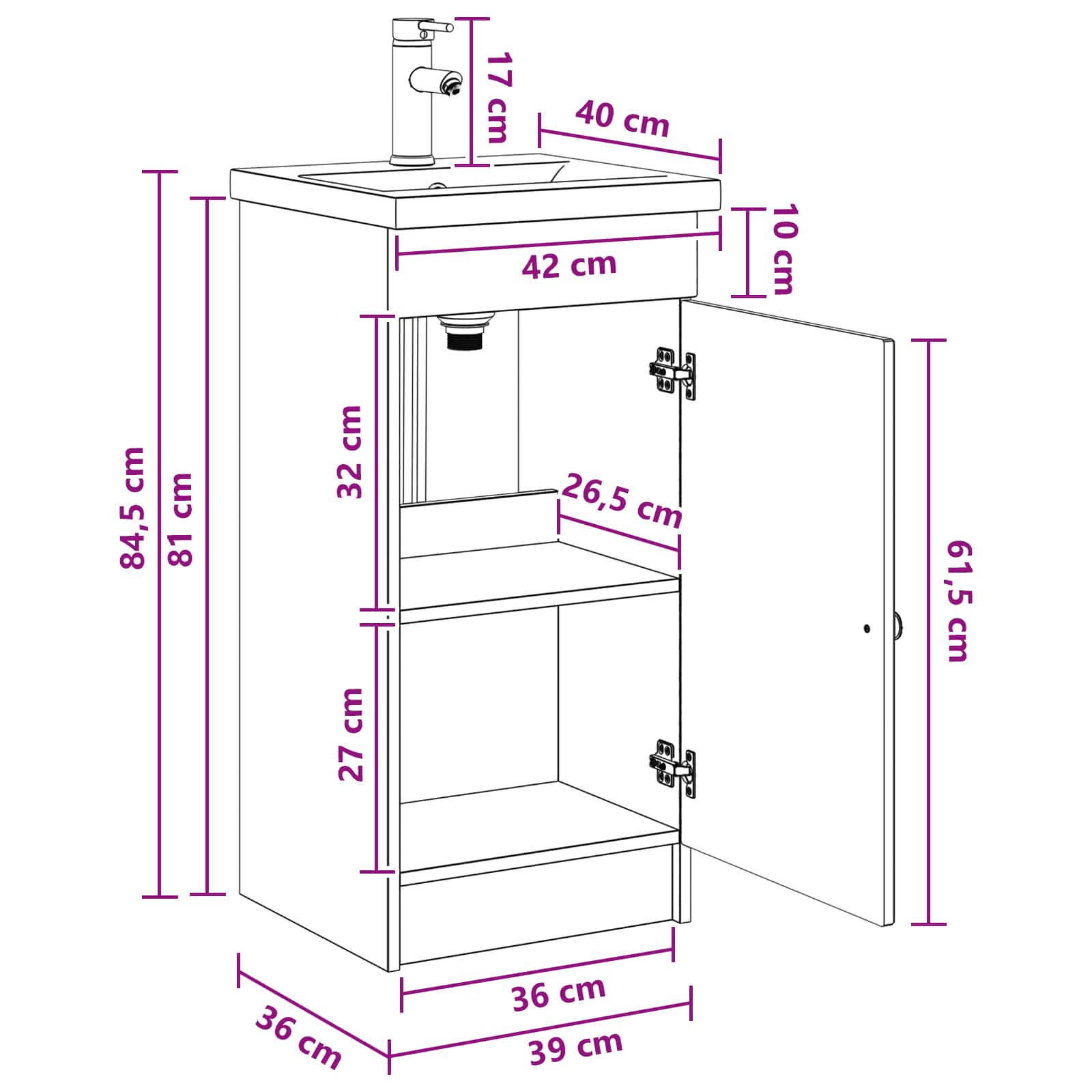 Badezimmerschrank mit Waschbecken Artisan-Eiche
