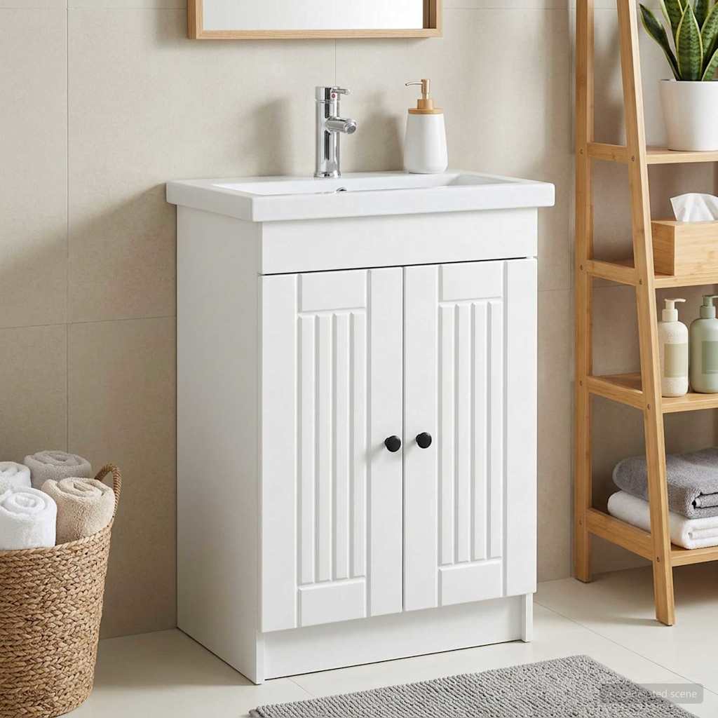 Unter dem Waschbecken Badschrank Weiß 56 x 37,5 x 81 cm