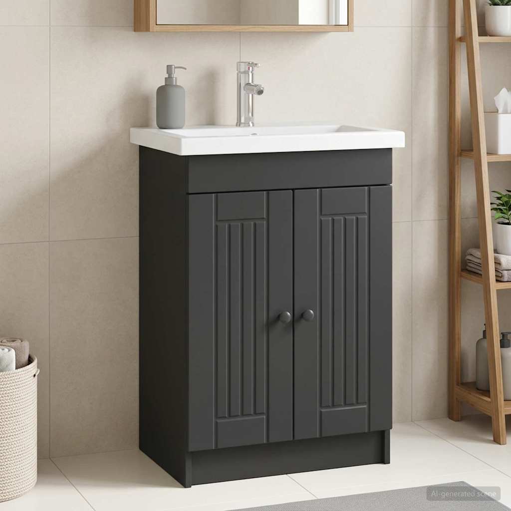 Unter dem Waschbecken Badschrank Schwarz 56 x 37,5 x 81 cm