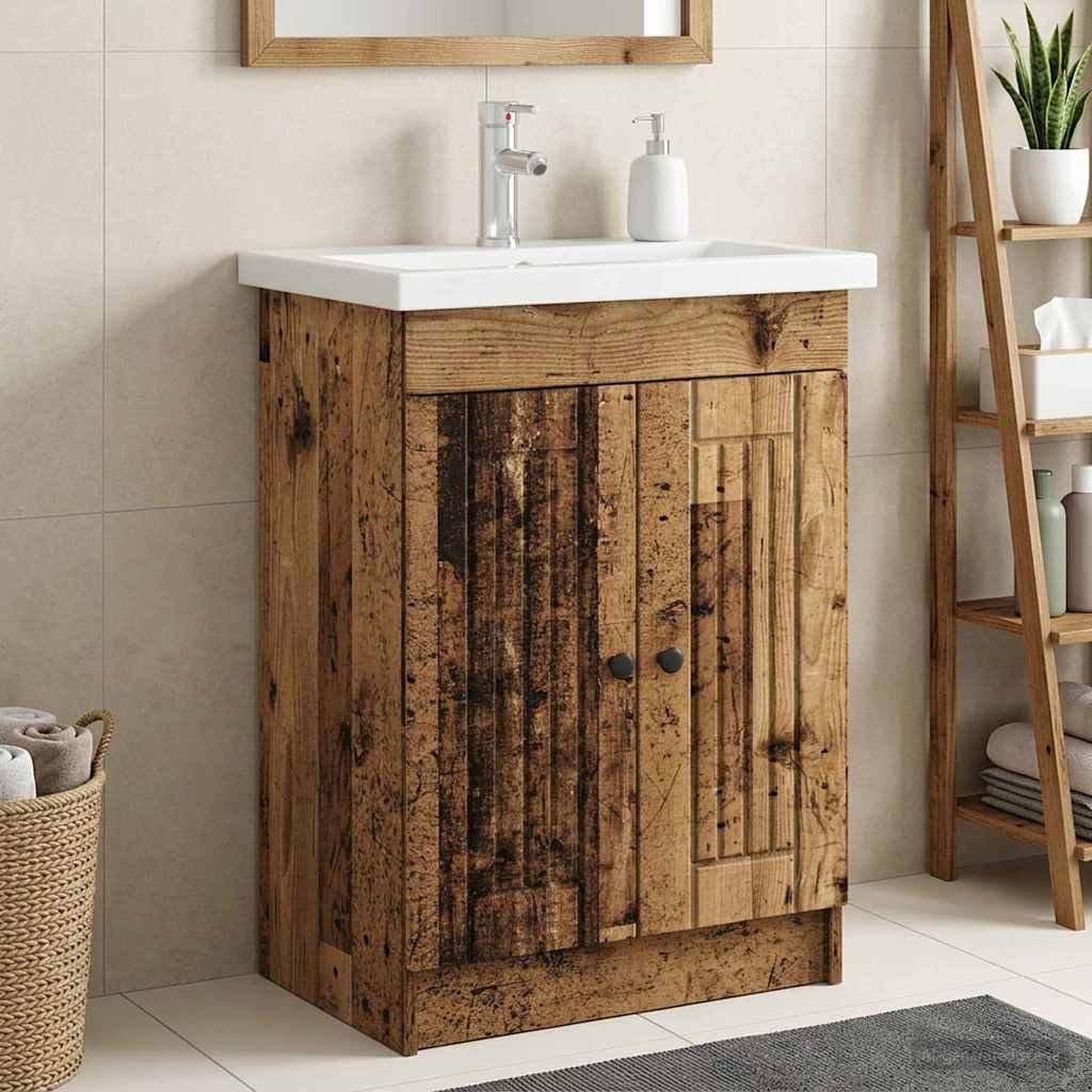 Unter dem Waschbecken Badschrank Altholz 56 x 37,5 x 81 cm