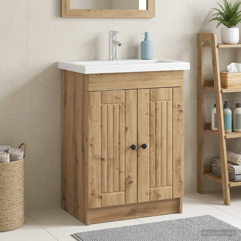 Unter dem Waschbecken Badschrank Artisan-Eiche