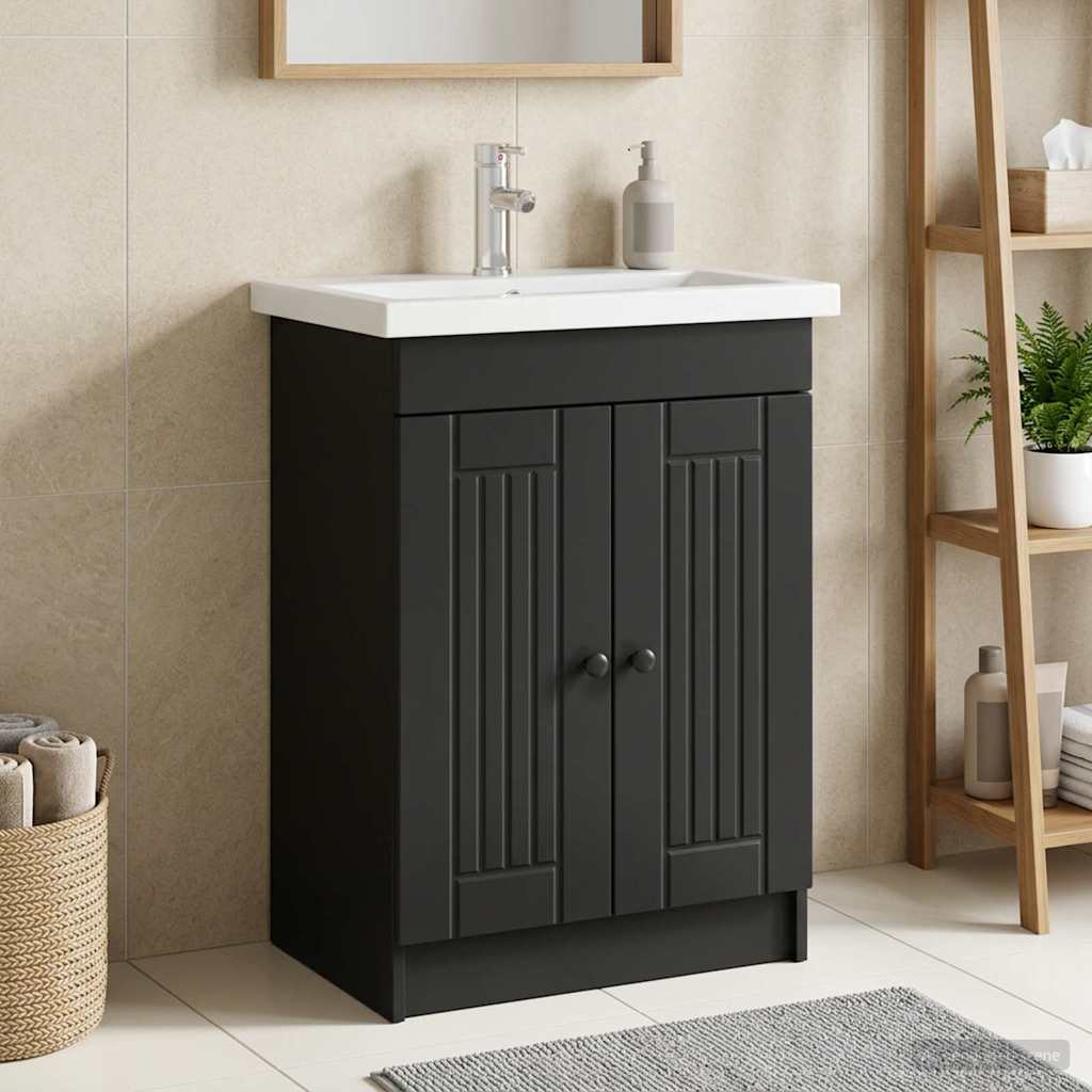 Unter dem Waschbecken Badschrank Schwarz 78,5 x 37,5 x 81 cm
