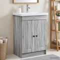 Unter dem Waschbecken Badschrank Grau Sonoma