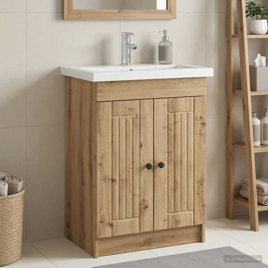 Unter dem Waschbecken Badschrank Artisan-Eiche