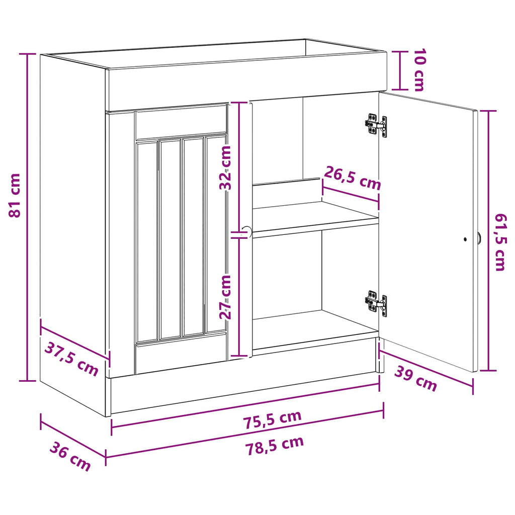 Unter dem Waschbecken Badschrank Artisan-Eiche