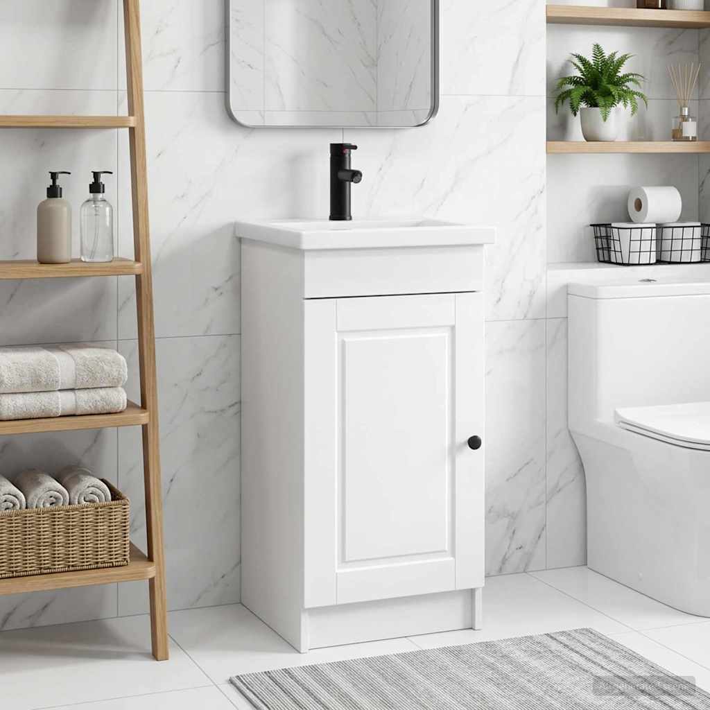 Badezimmerschrank mit Waschbecken Weiß 42 x 40 x 84,5 cm