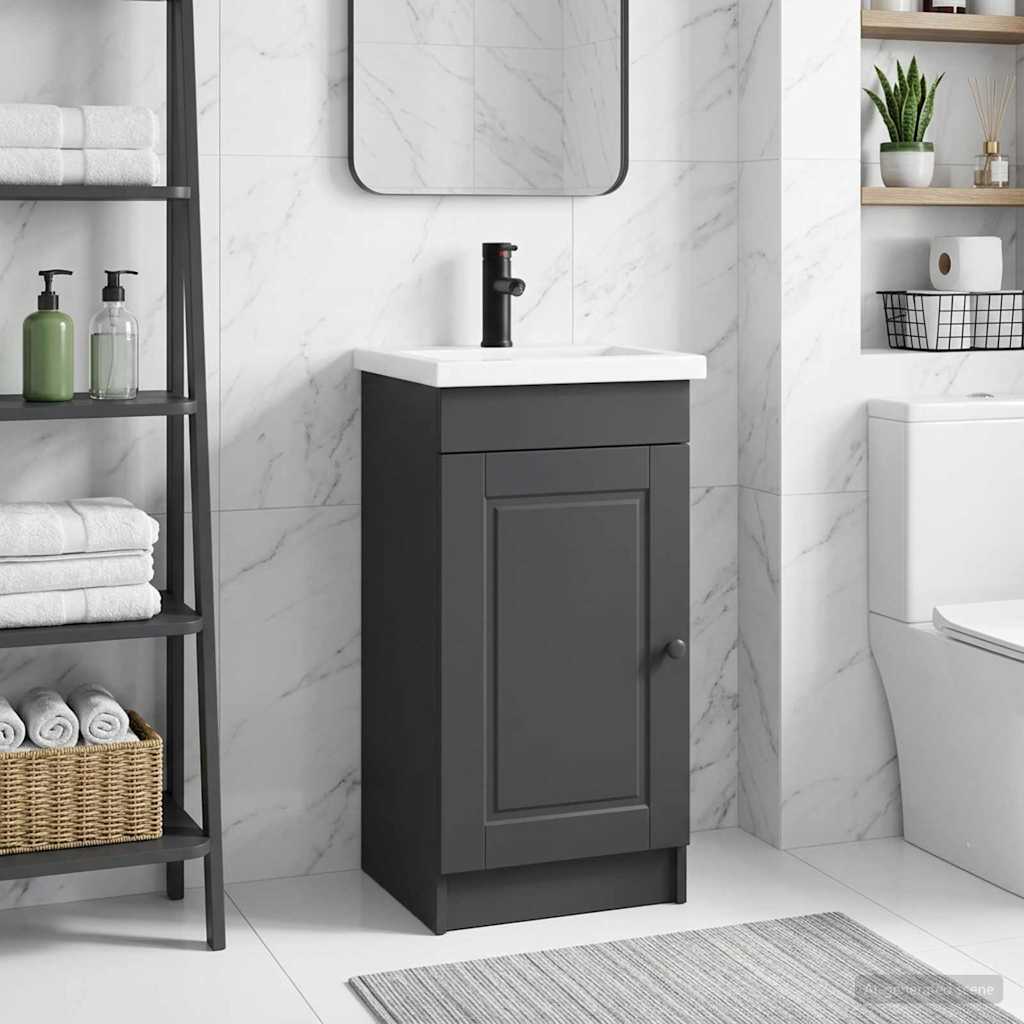 Badezimmerschrank mit Waschbecken Schwarz 42 x 40 x 84,5 cm