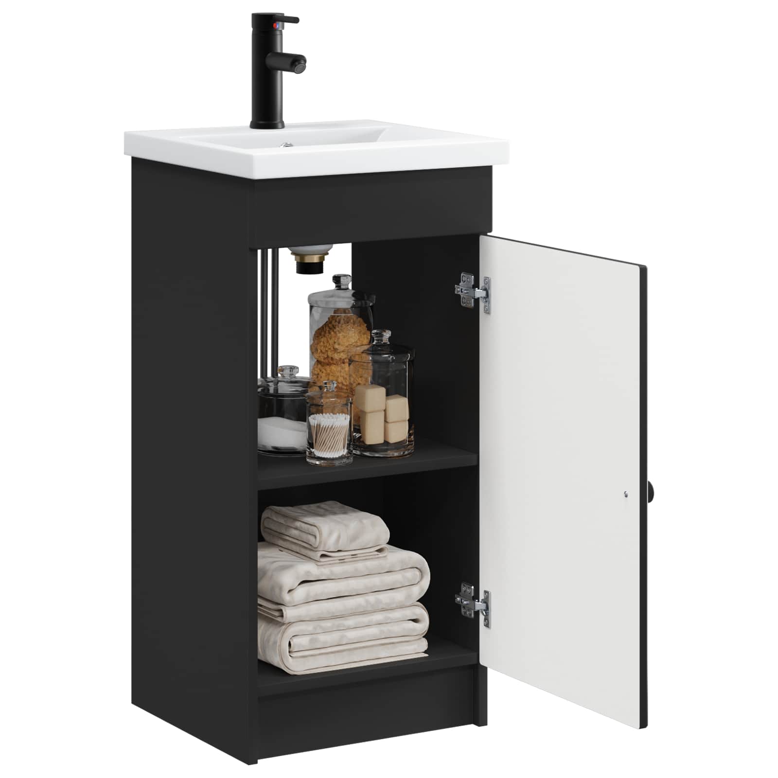 Badezimmerschrank mit Waschbecken Schwarz 42 x 40 x 84,5 cm