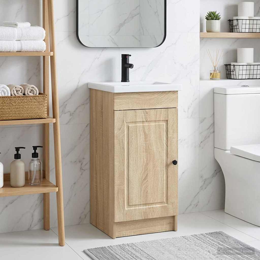 Badezimmerschrank mit Waschbecken Sonoma-Eiche