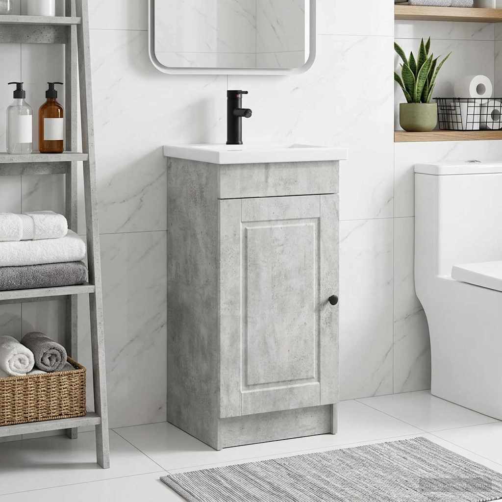 Badezimmerschrank mit Waschbecken Betongrau 42 x 40 x 84,5 cm