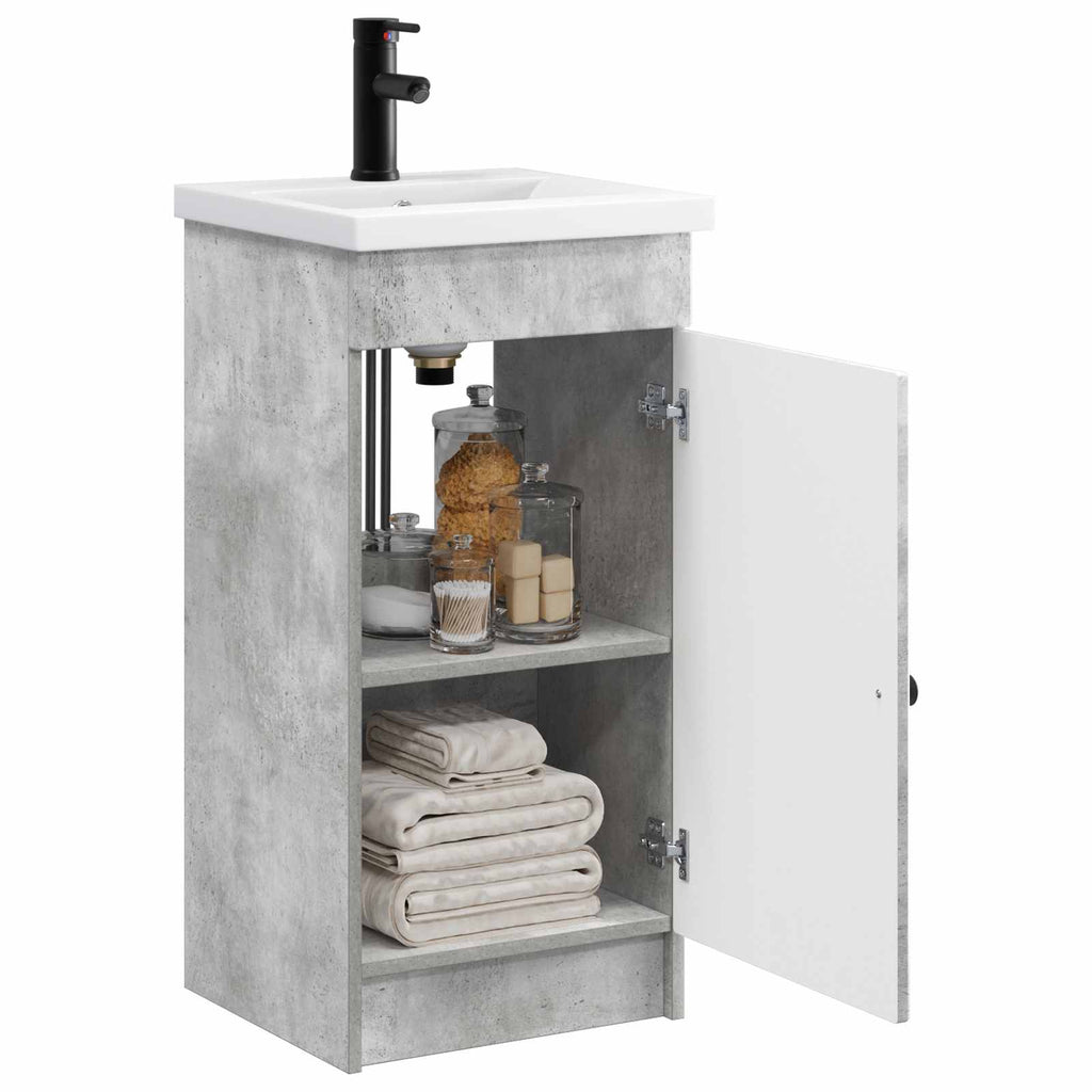 Badezimmerschrank mit Waschbecken Betongrau 42 x 40 x 84,5 cm