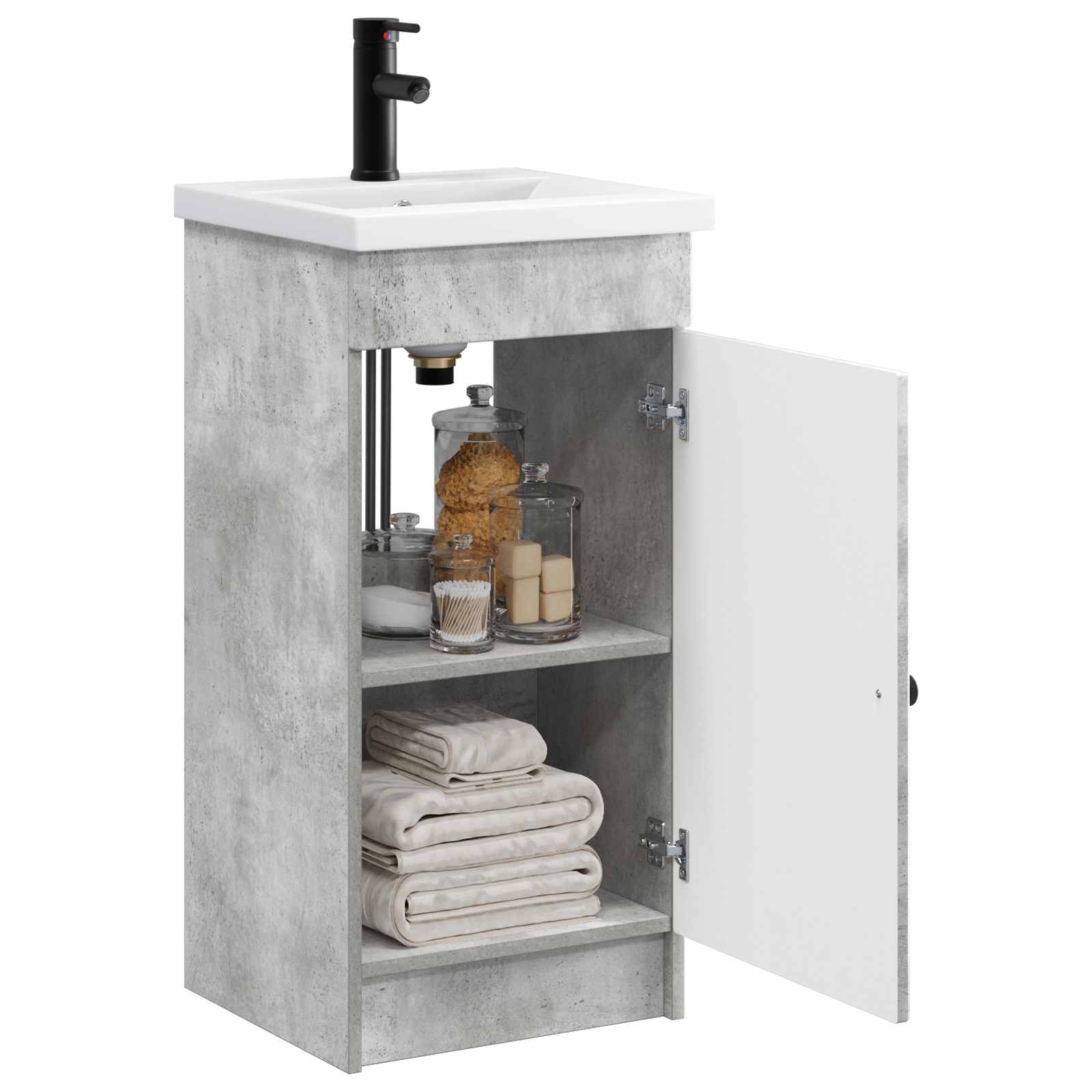 Badezimmerschrank mit Waschbecken Betongrau 42 x 40 x 84,5 cm