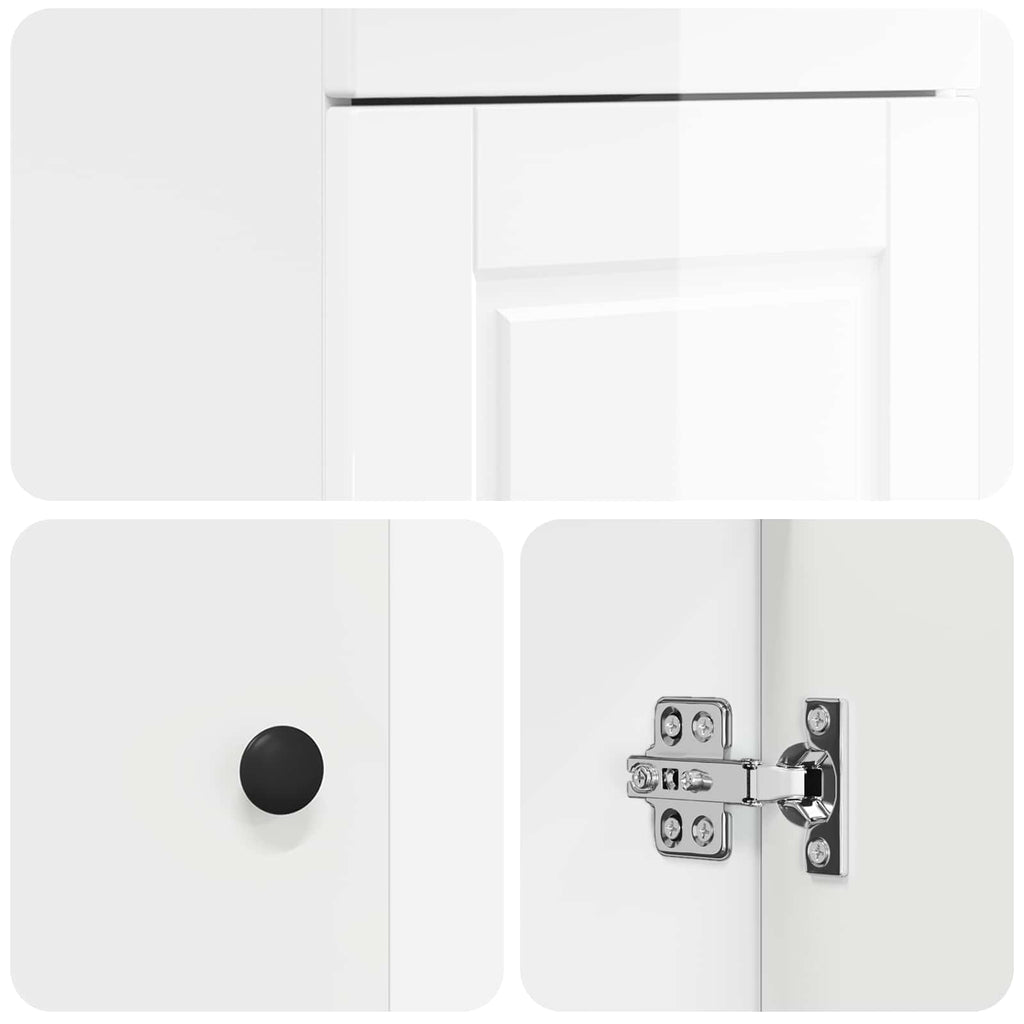 Badezimmerschrank mit Waschbecken Hochglanz Weiß