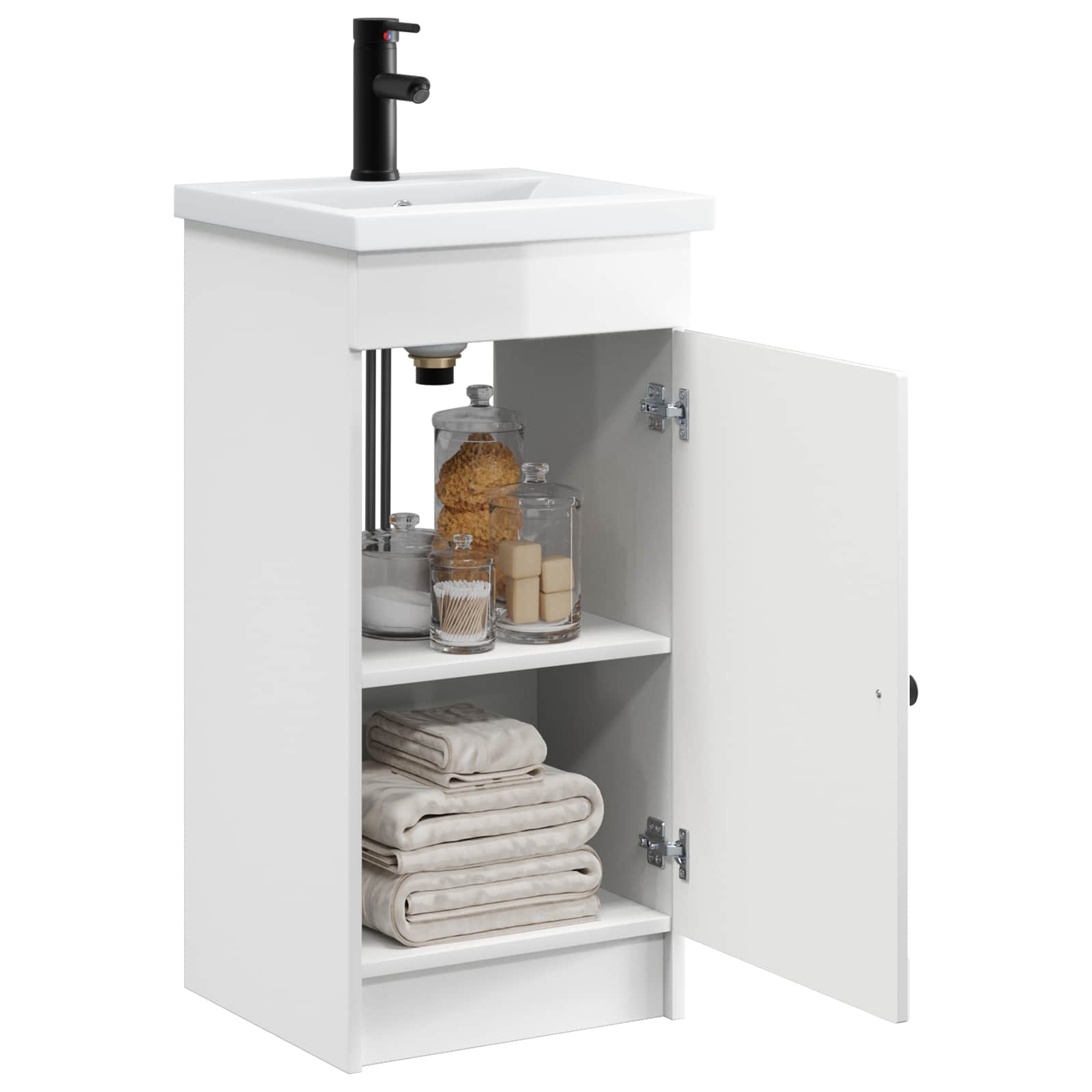 Badezimmerschrank mit Waschbecken Hochglanz Weiß