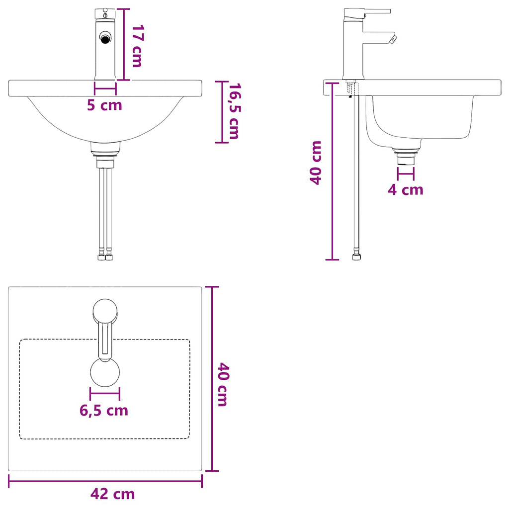 Badezimmerschrank mit Waschbecken Hochglanz Weiß