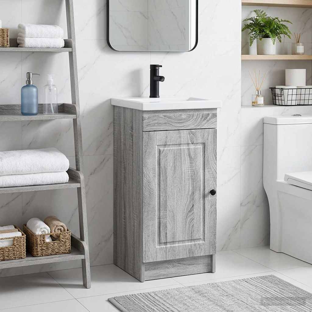 Badezimmerschrank mit Waschbecken Grau Sonoma 42 x 40 x 84,5 cm