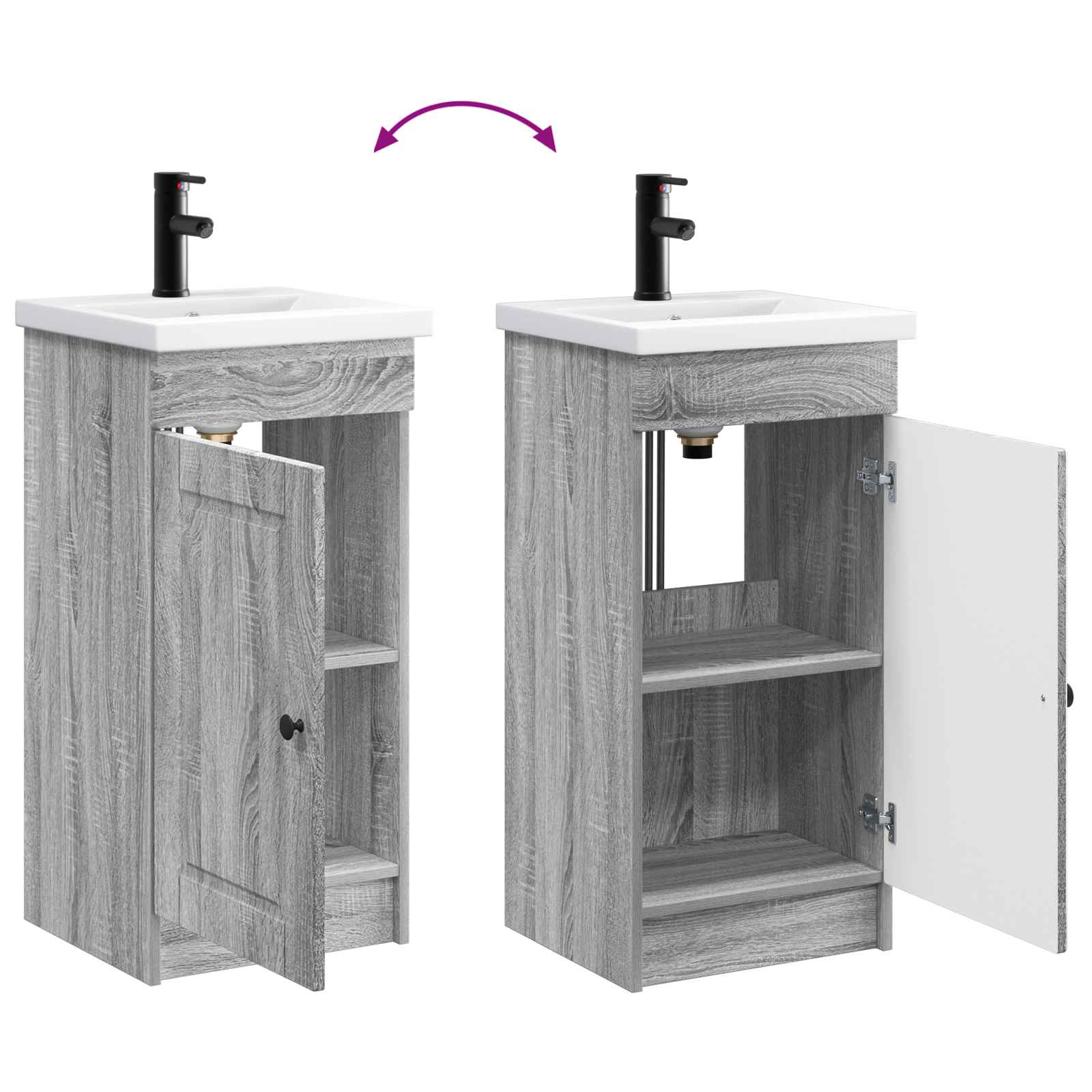 Badezimmerschrank mit Waschbecken Grau Sonoma 42 x 40 x 84,5 cm