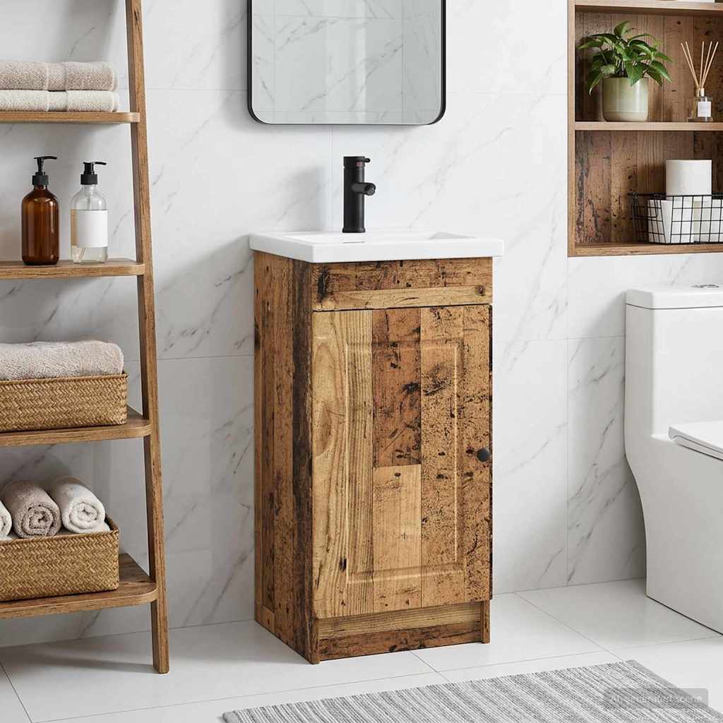 Badezimmerschrank mit Waschbecken Altholz 42 x 40 x 84,5 cm