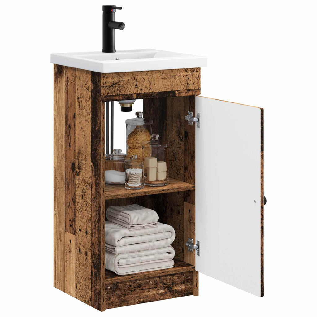 Badezimmerschrank mit Waschbecken Altholz 42 x 40 x 84,5 cm