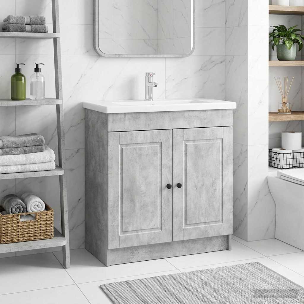 Unter dem Waschbecken Badschrank Betongrau 56 x 37,5 x 81 cm