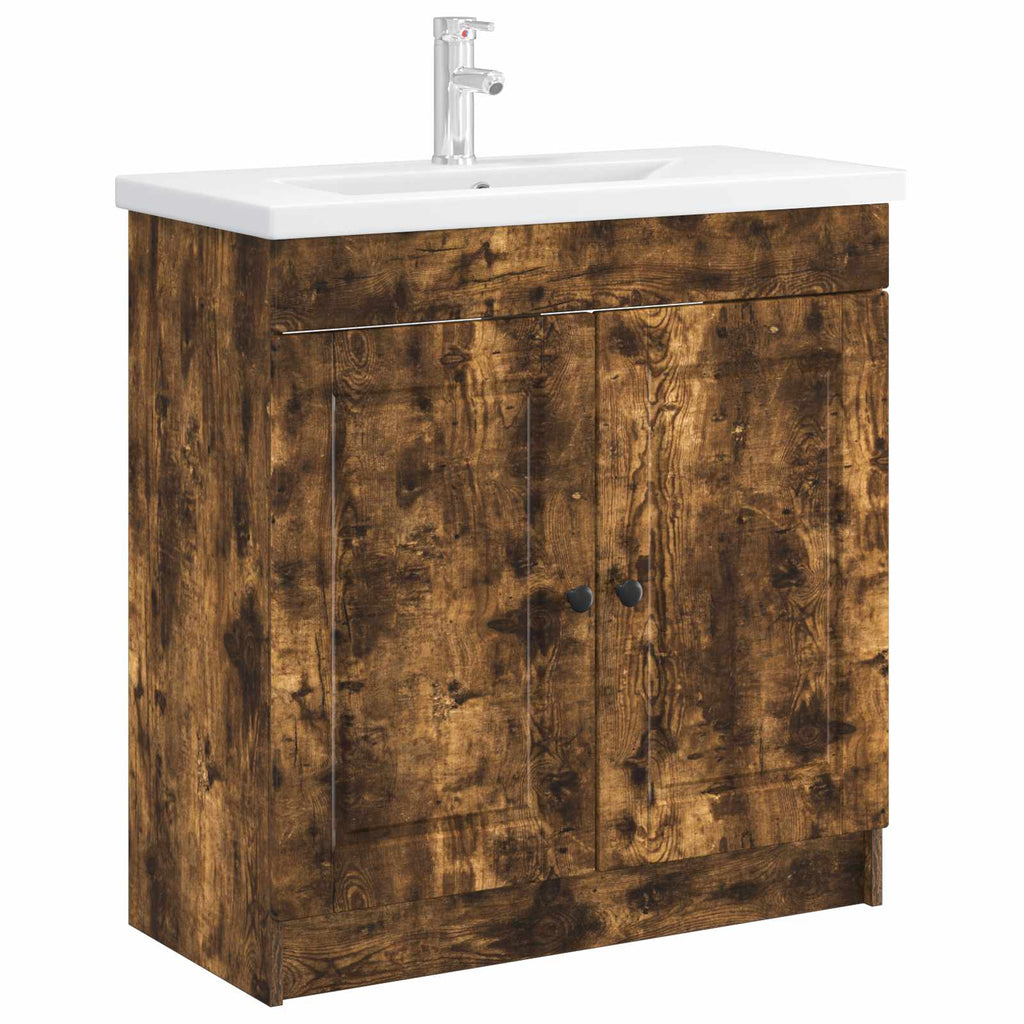 Unter dem Waschbecken Badschrank Geräucherte Eiche